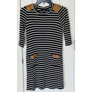 I.N. San Francisco Dress Short Sleeve Jersey Striped w/ Suede Women's -S‎